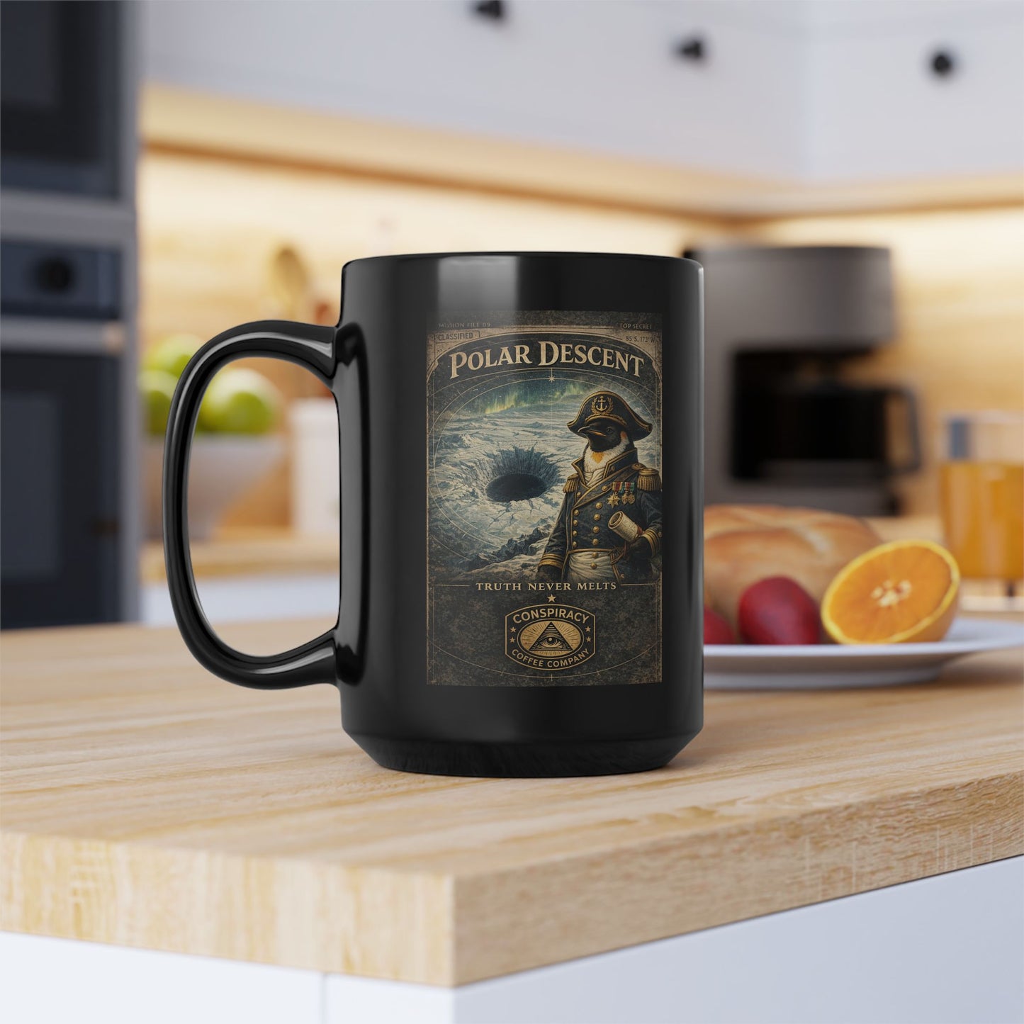 Polar Descent Black Mug, 15oz