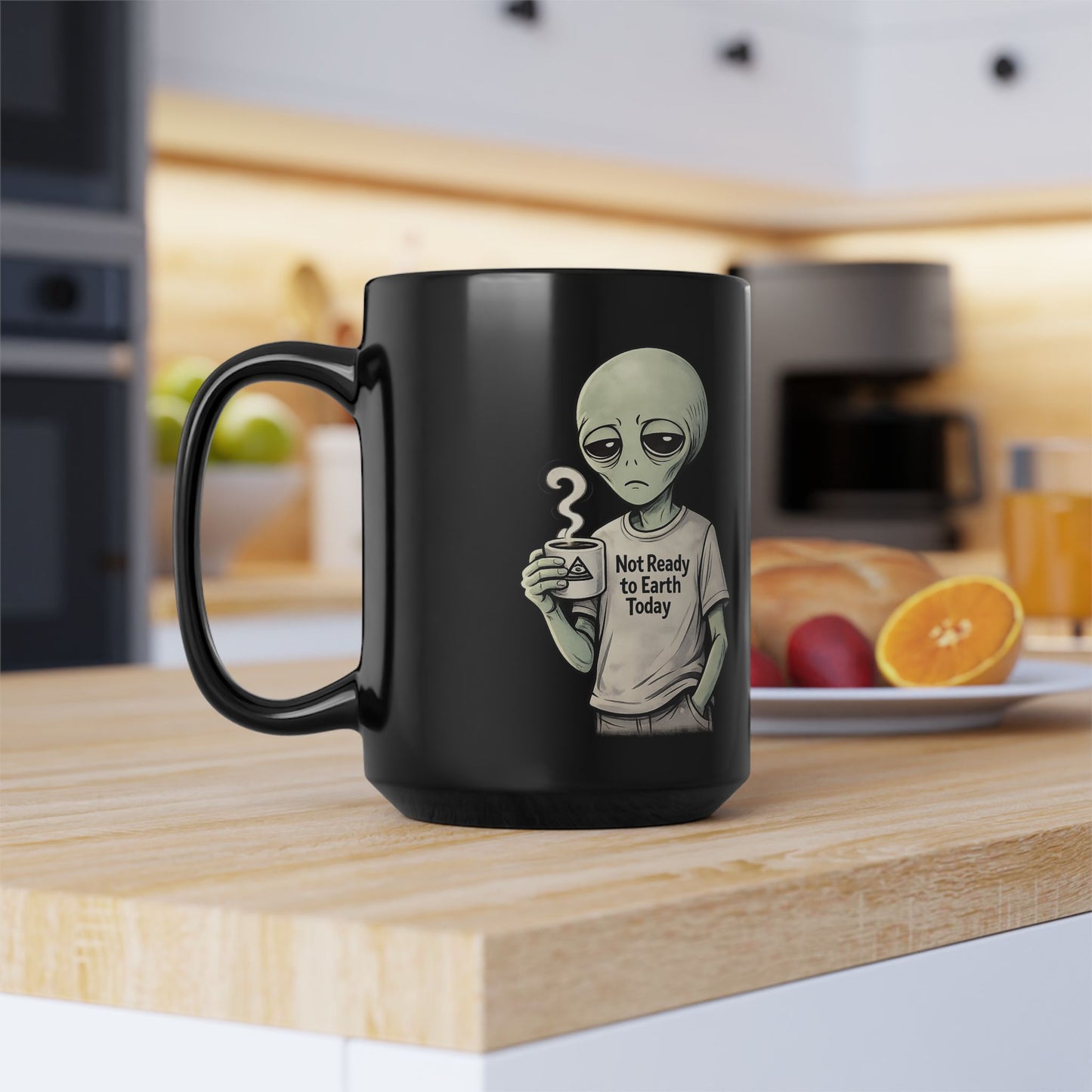 Not Ready to Earth™ Black Mug, 15oz