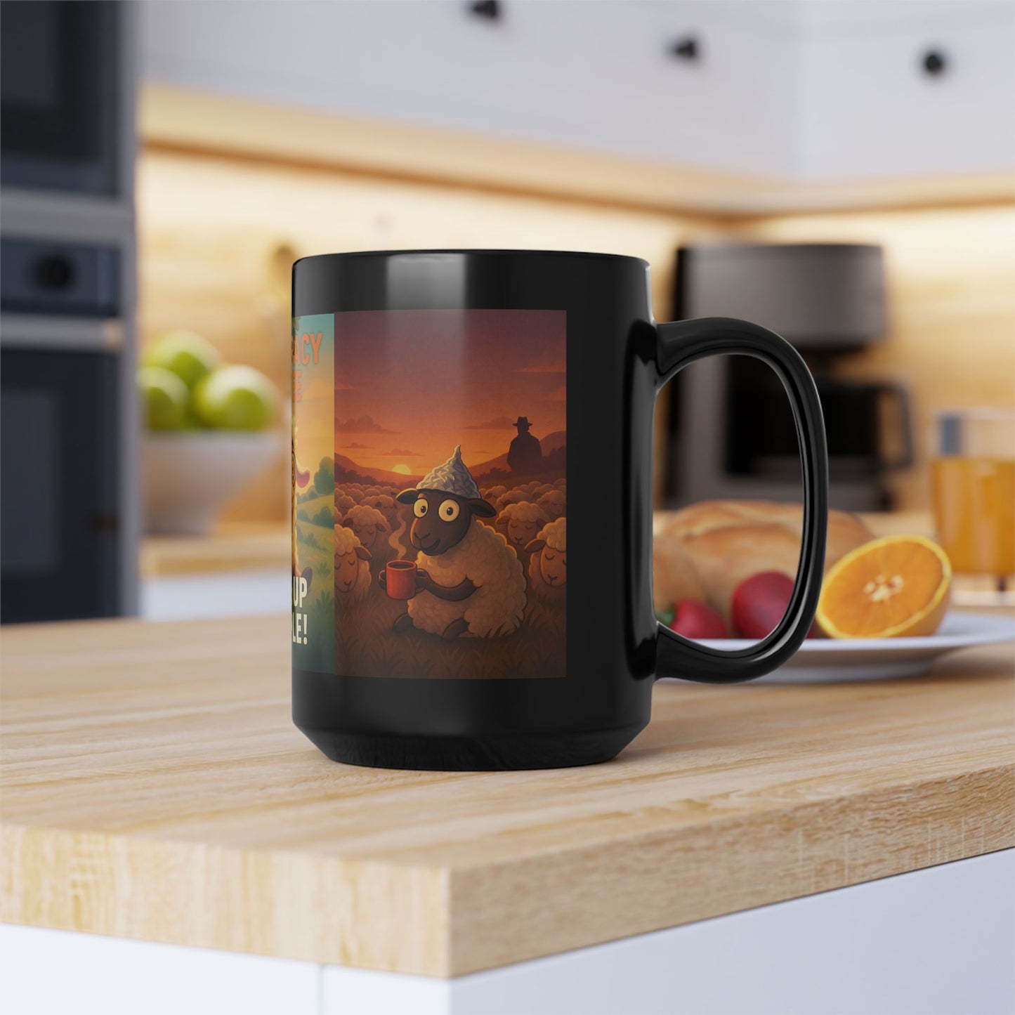 Wake Up Sheeple TRIO Black Mug, 15oz