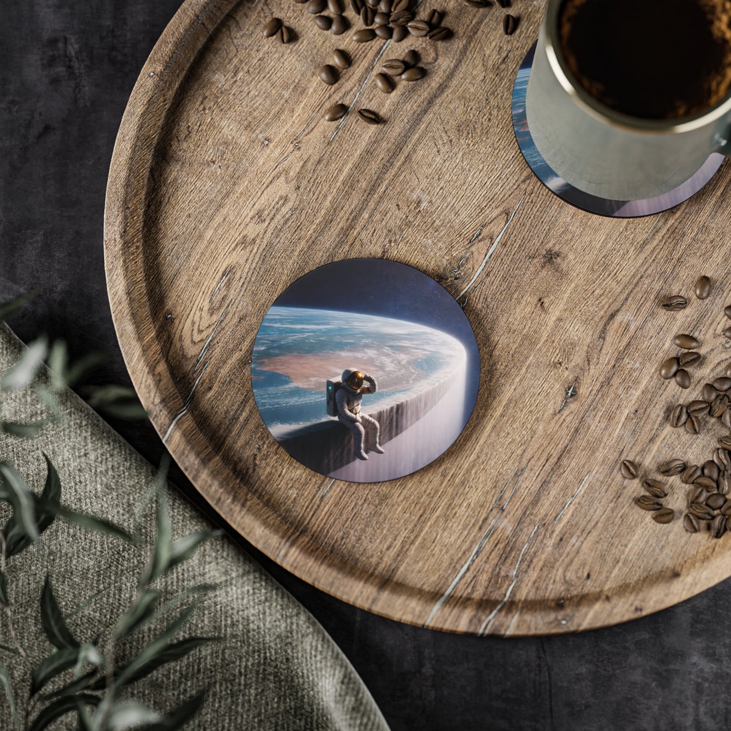 Edge of the Map Drink Coasters – Adventure-Themed Drink Coasters | Cork Back, Glossy Finish | Travel & Explorer Gift