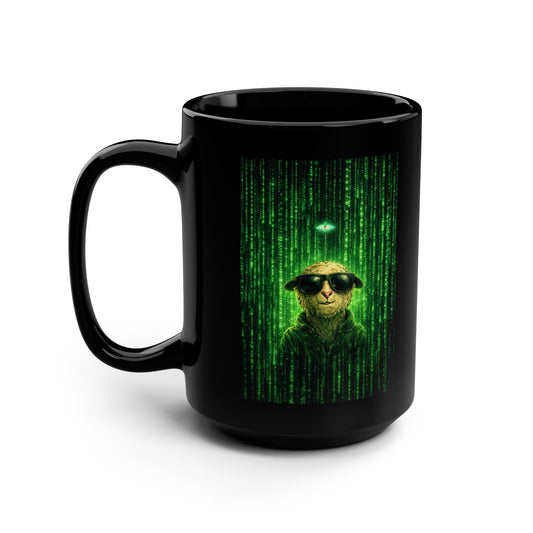 “Wake Up Sheeple!” Matrix Meme MugBlack Mug, 15oz