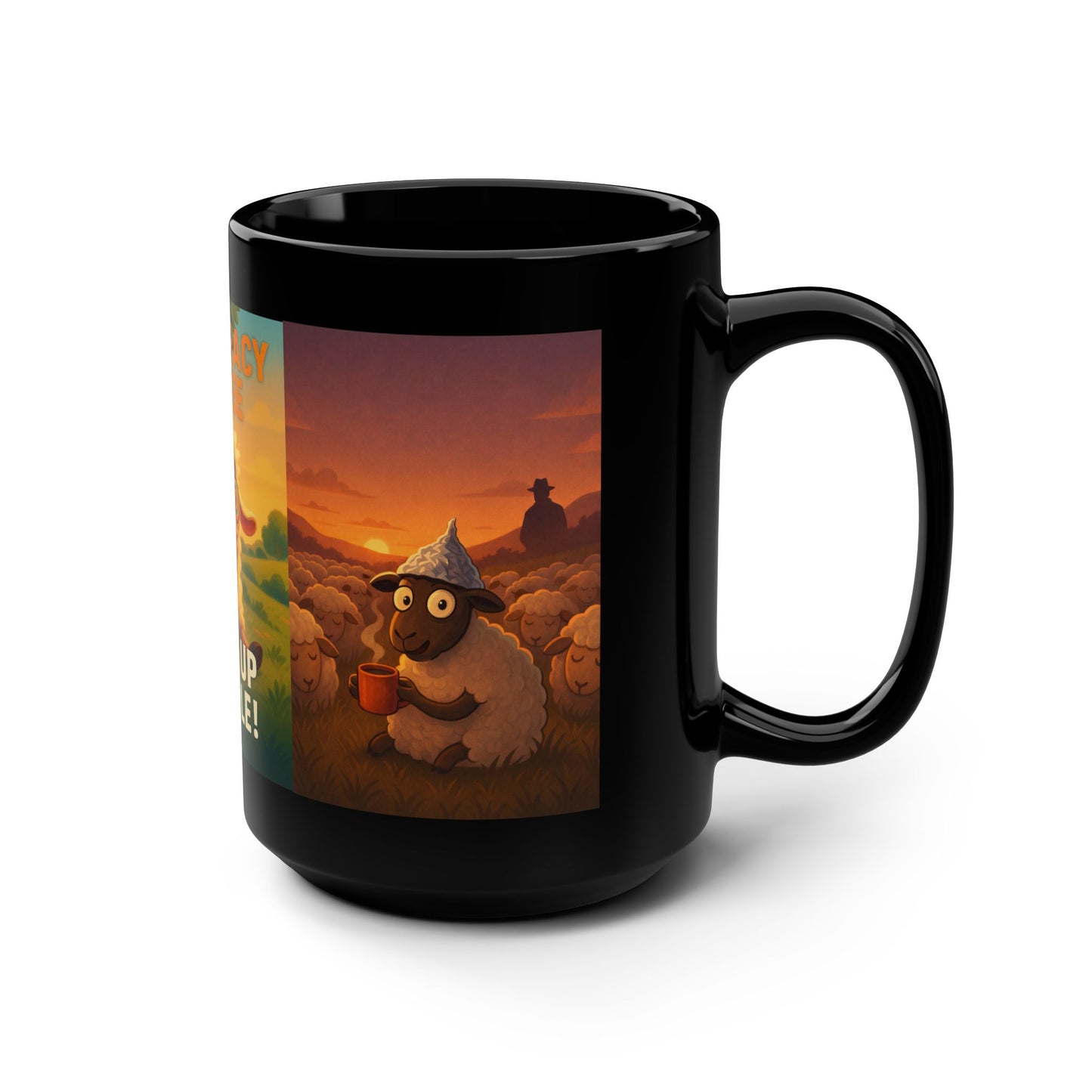Wake Up Sheeple TRIO Black Mug, 15oz