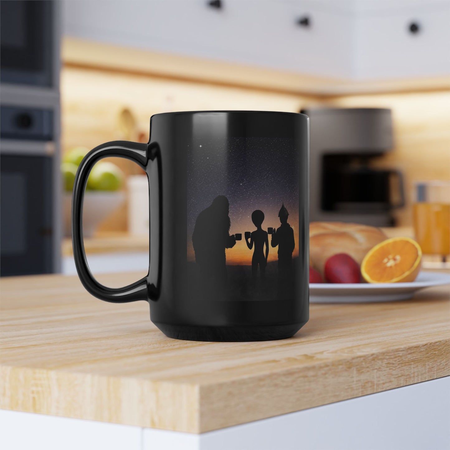 Different Worlds. Same Cup Black Mug, 15oz