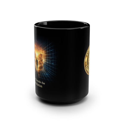 Brew Outside the Simulation™ Black Mug, 15oz