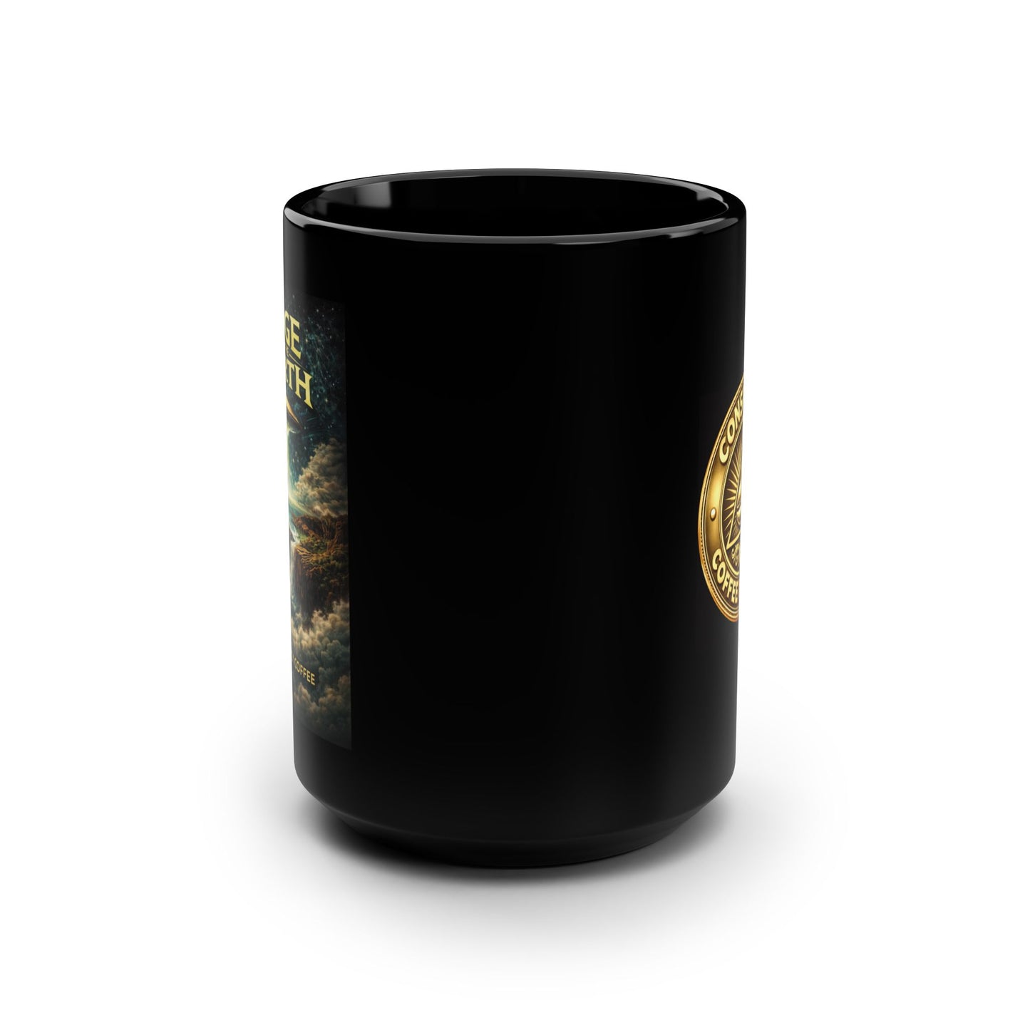 Edge of the Earth Black Mug, 15oz