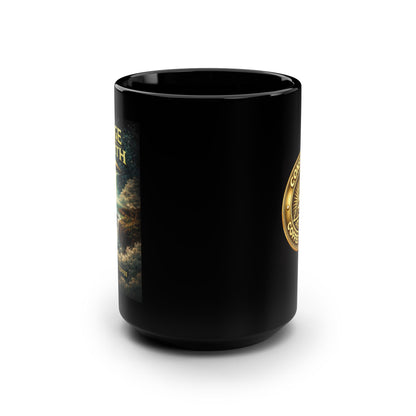 Edge of the Earth Black Mug, 15oz