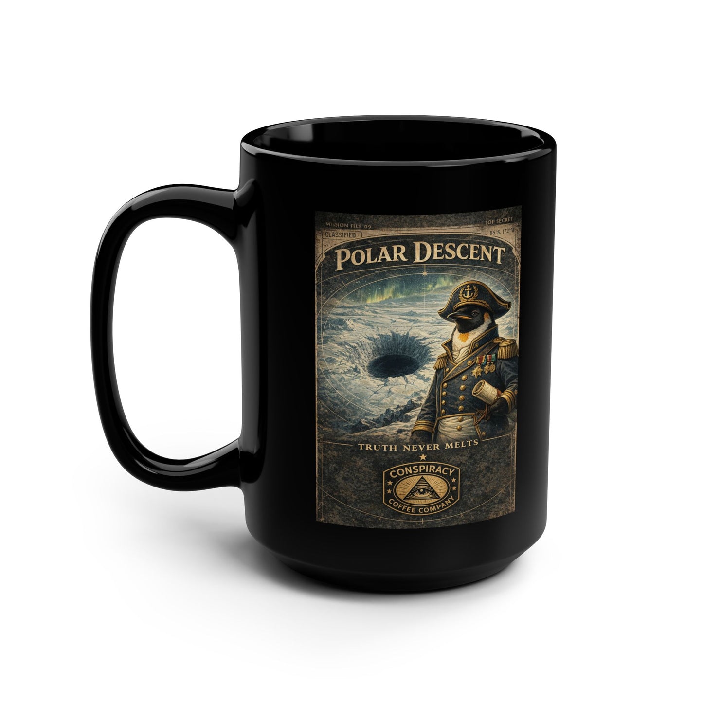 Polar Descent Black Mug, 15oz