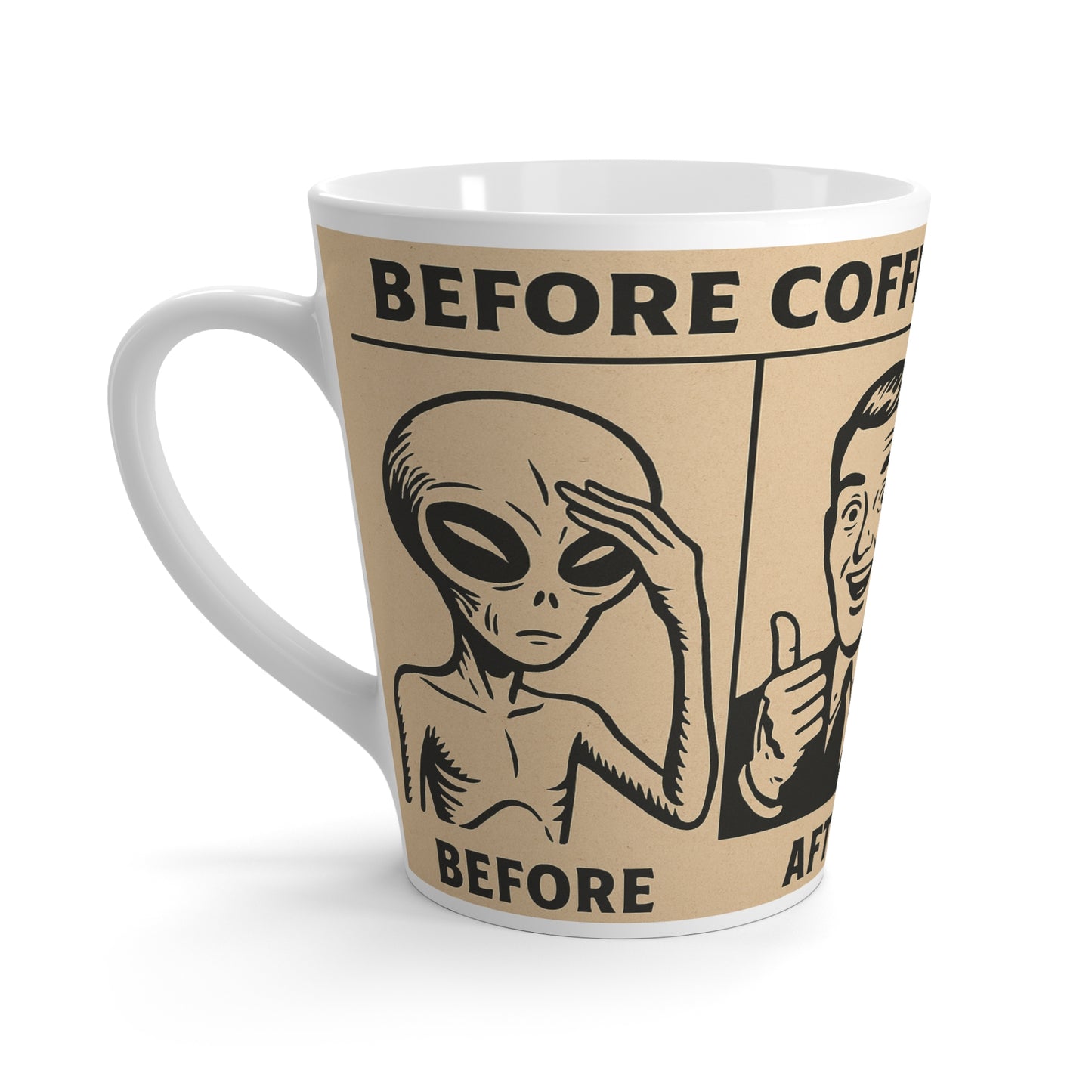 Before Coffee / After Coffee Latte Mug ☕👽
