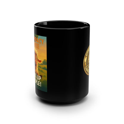 “Wake Up Sheeple!” Conspiracy Meme Black Mug, 15oz