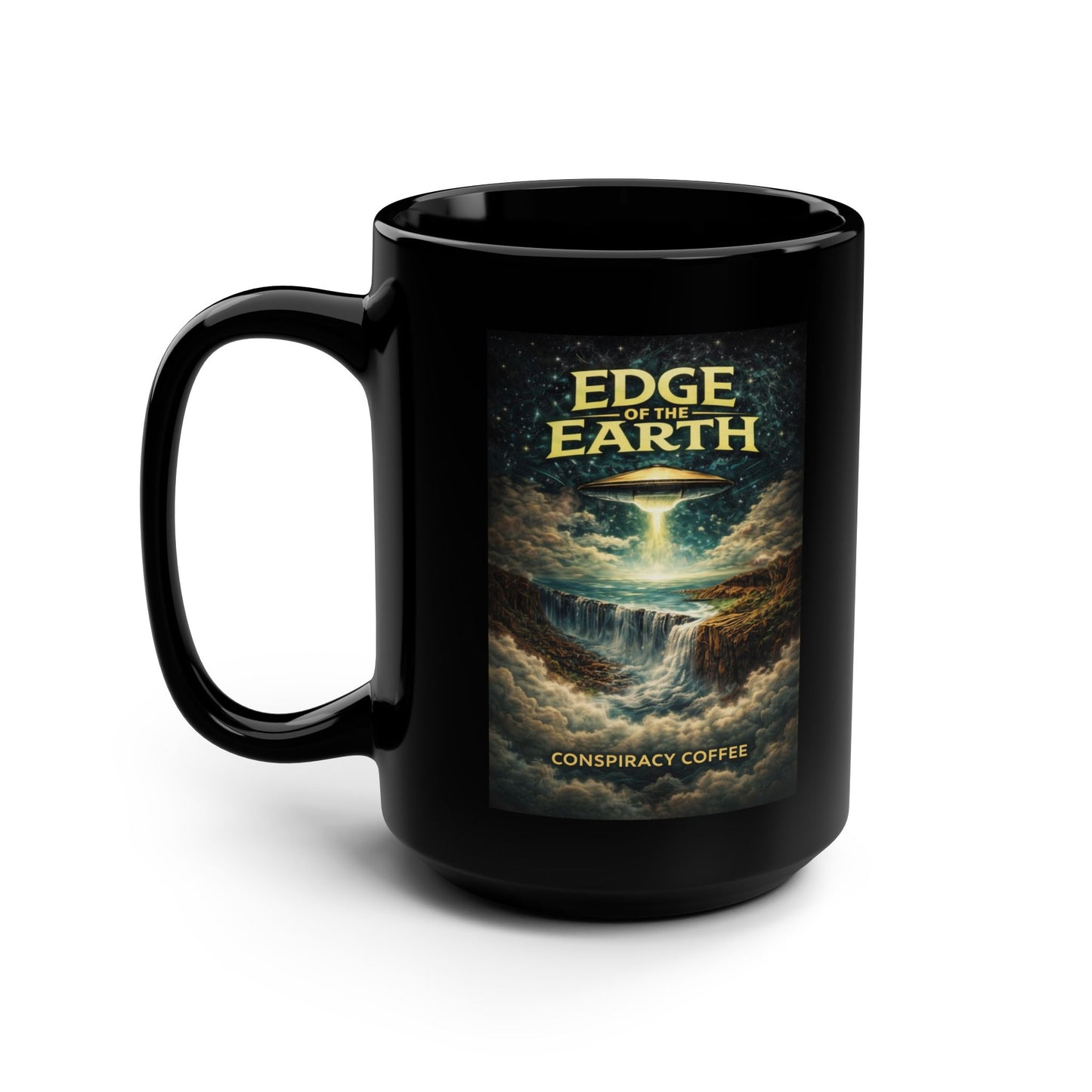 Edge of the Earth Black Mug, 15oz