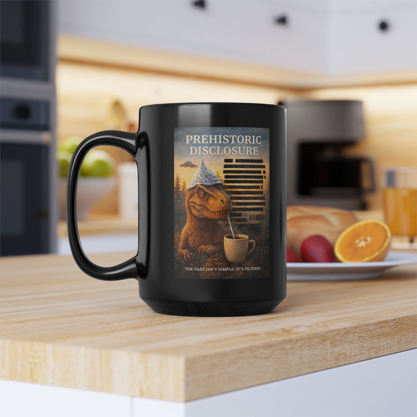Prehistoric Disclosure Black Mug, 15oz