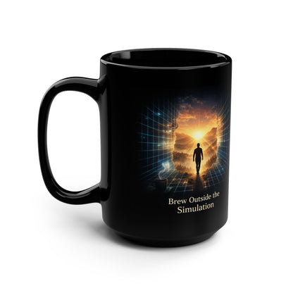 Brew Outside the Simulation™ Black Mug, 15oz