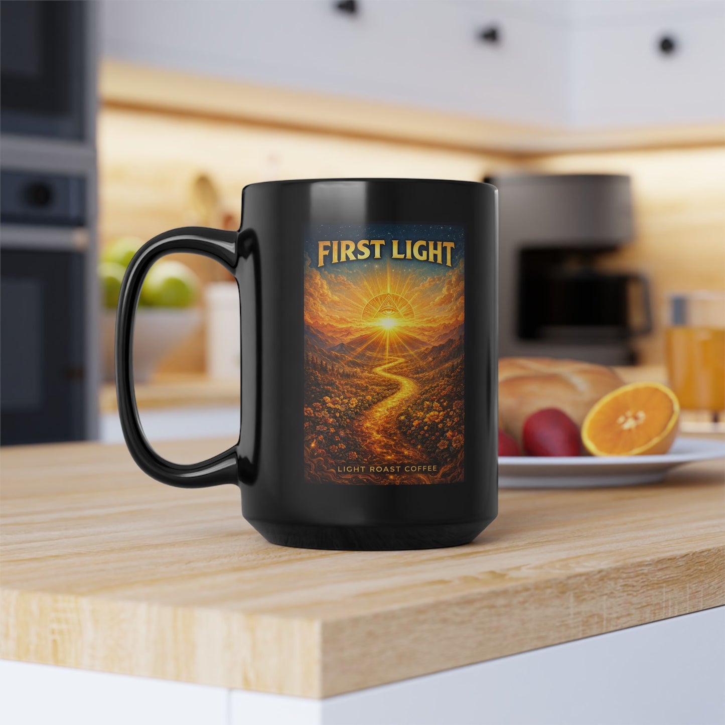 First Light Black Mug, 15oz